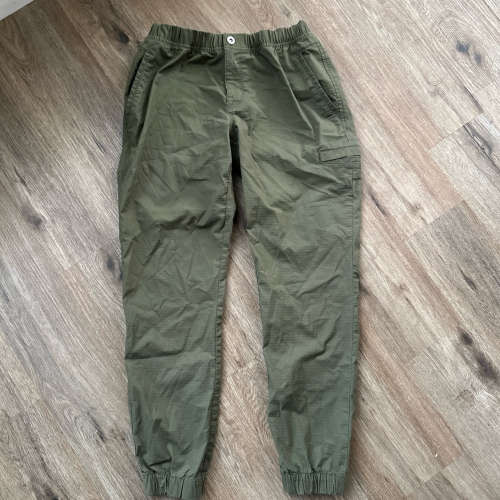 Prana Olive Green Nylon Blend Mid Rise Lightweight Jogger Pants Size 8